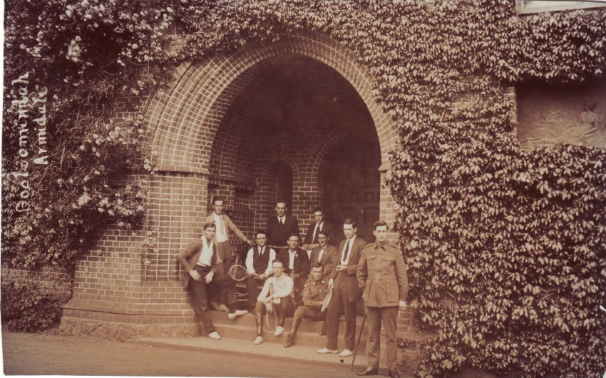 At the front door of the Res Cross Home, Booloominbah