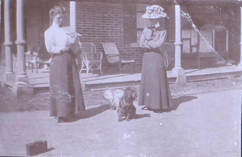 Two unidentified women with pet dogs