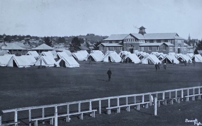 Army tents at the Armidale Showground, Armidale, NSW