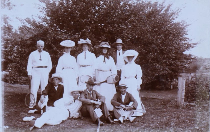 Group of six men and four women ready for tennis