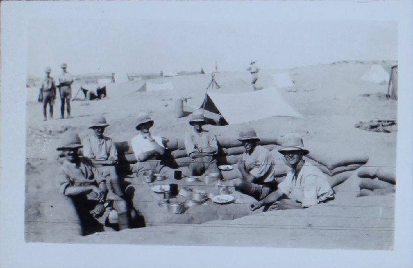 Soldiers dining in a bunker