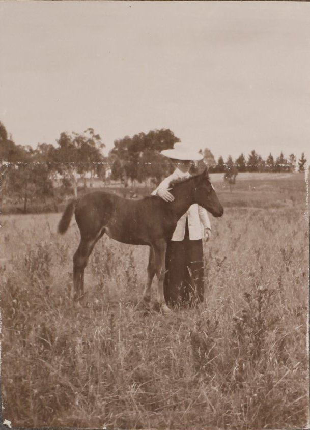 'Ten weeks Xmas' with an unidentified woman Vixen's first foal
