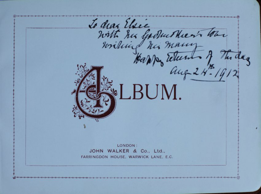 Inscription on title page of album