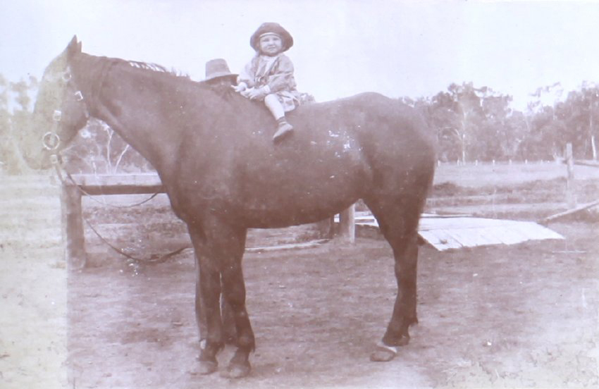Unidentified child on a horse