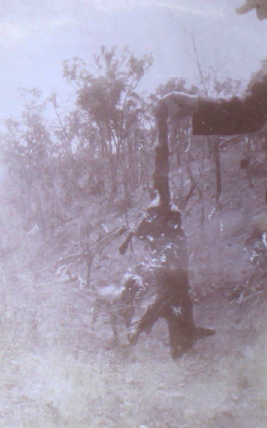 Unidentified man with a dog and dead fox