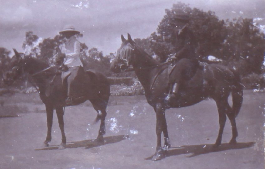 Two unidentified women on horseback