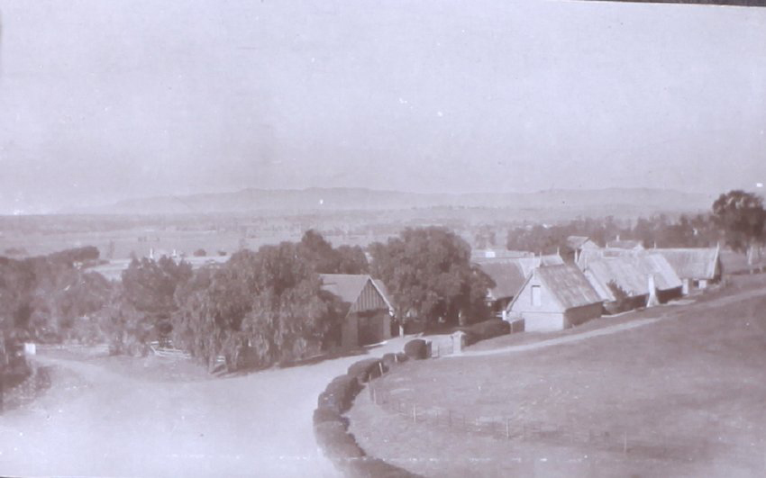 Overhead view unidentified buildings