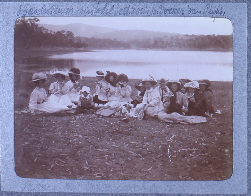 Unidentified group of women beside a lake