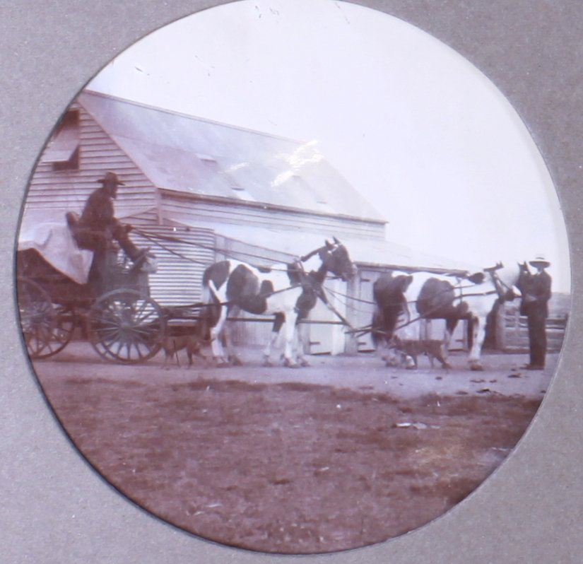 Unidentified men with a wagon