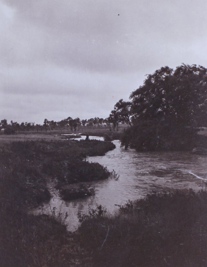 Creek in flood. Jan, 15th, 1910