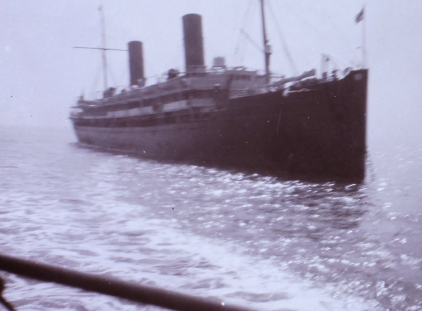 Steam ship at sea