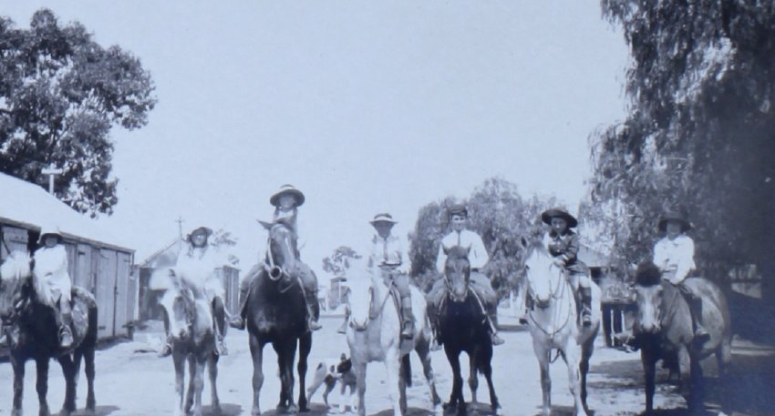 Group of children all on horseback