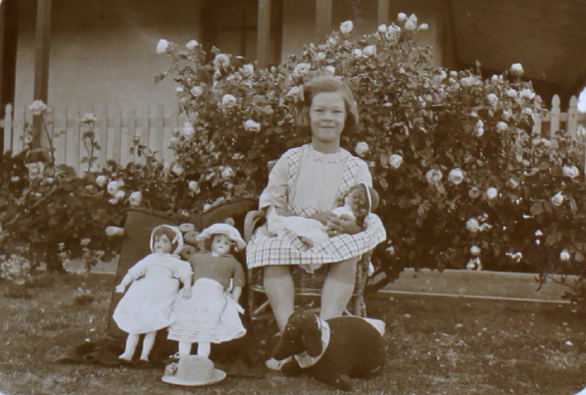 Young girl with her toys
