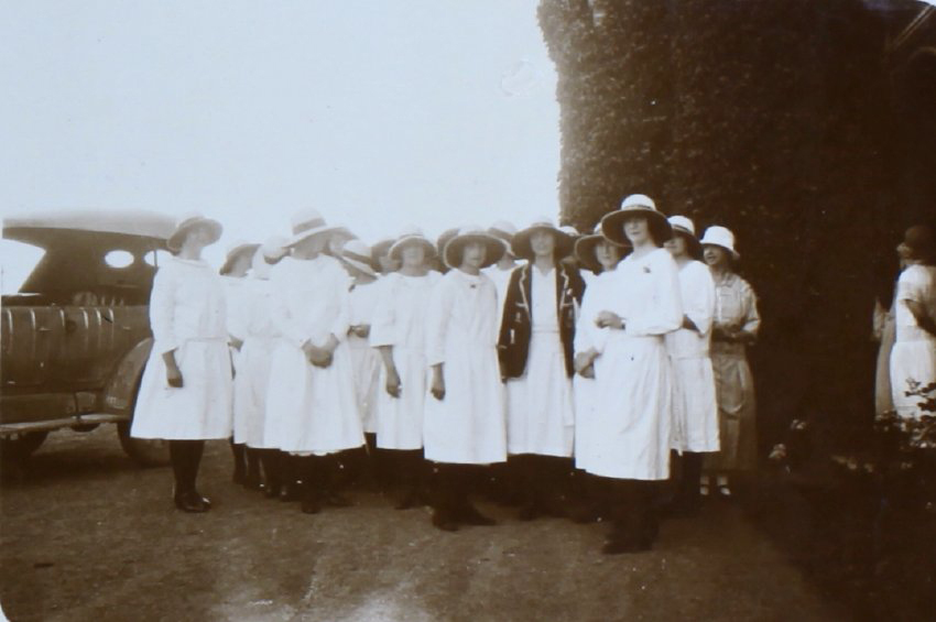 Group of young women in school uniform