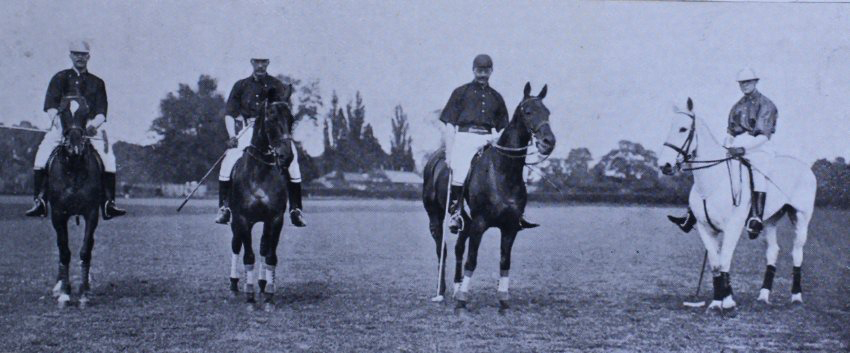 Public Schools Cup : Old Harrovians Team. Mr. W. Jones, Captain Miller, Mr. J. Belleville, and Mr. Winston Churchill