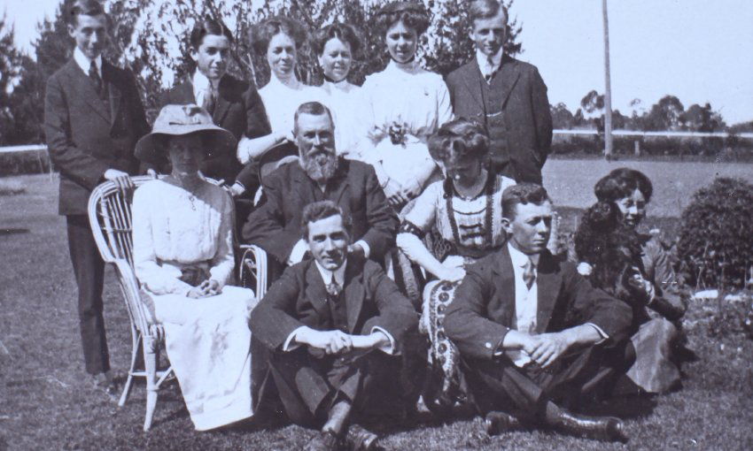 Family group on the lawn
