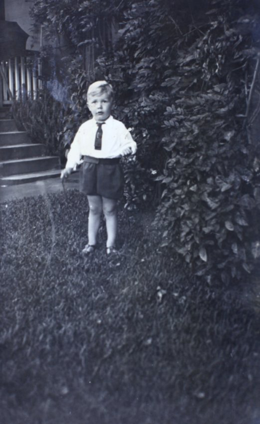 Young boy standing on the grass