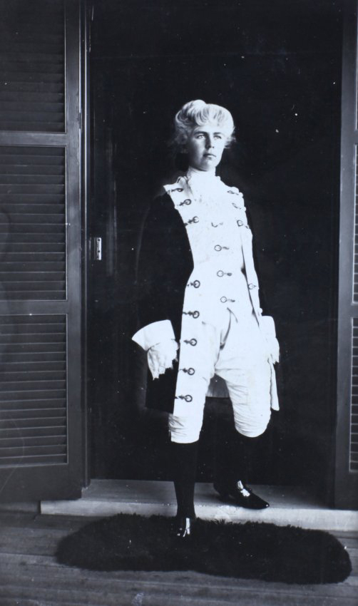 Woman dressed in an early naval uniform