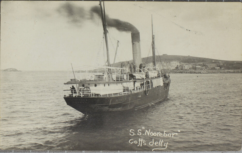 SS Noorebar at Coffs Harbour Jetty, c.1912