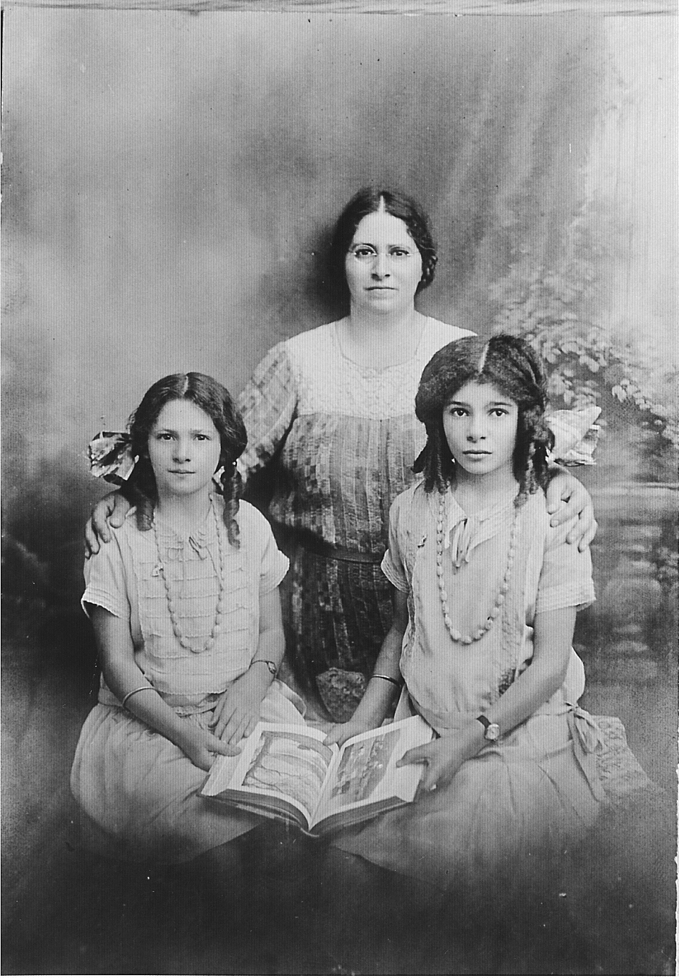 Matina (on left) and Effie Sourry, Eleni Dedes&rsquo; older sisters, with their mother, Maria Sourry, about 1928