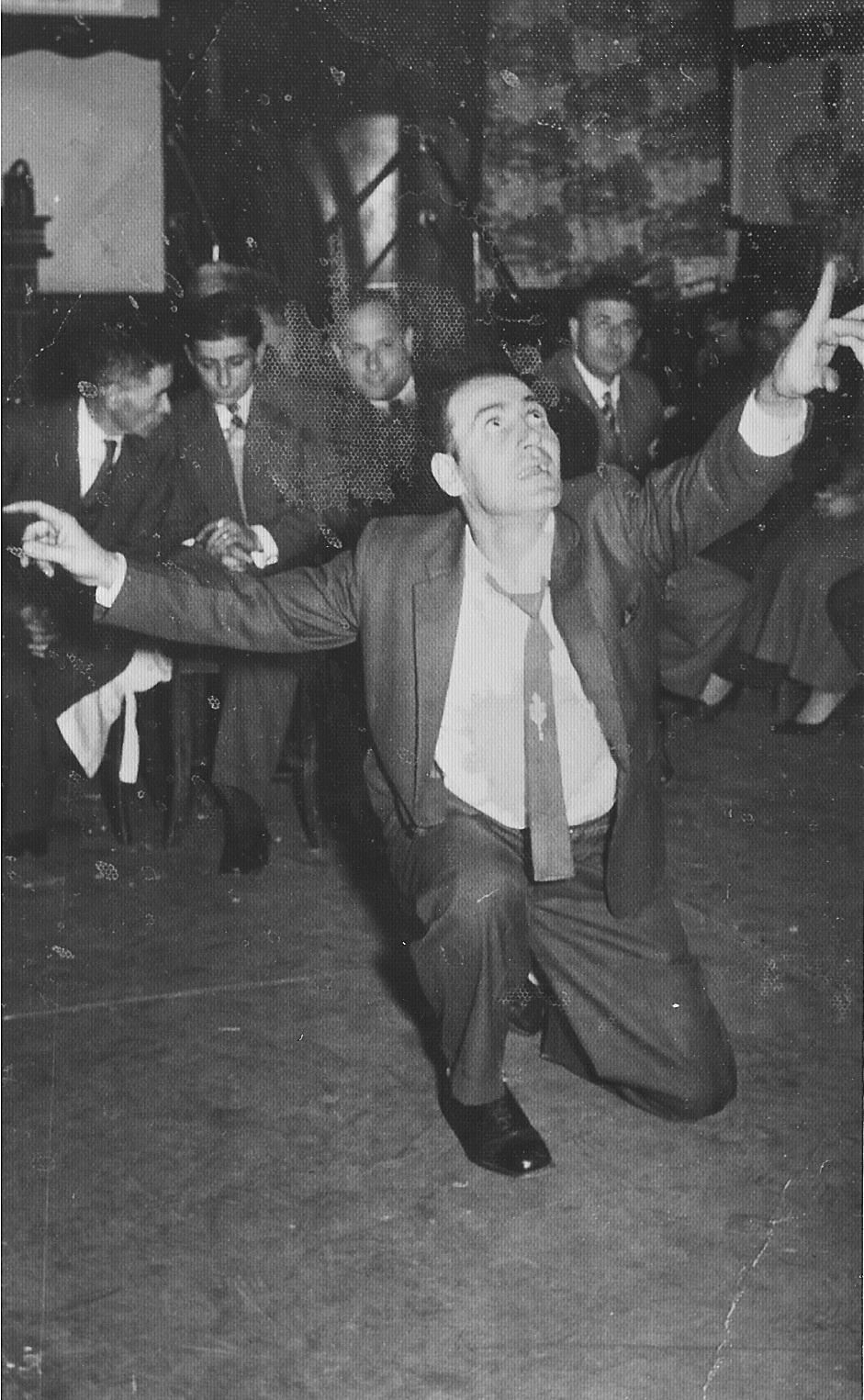 George Dedes dancing at a Greek function, about 1954