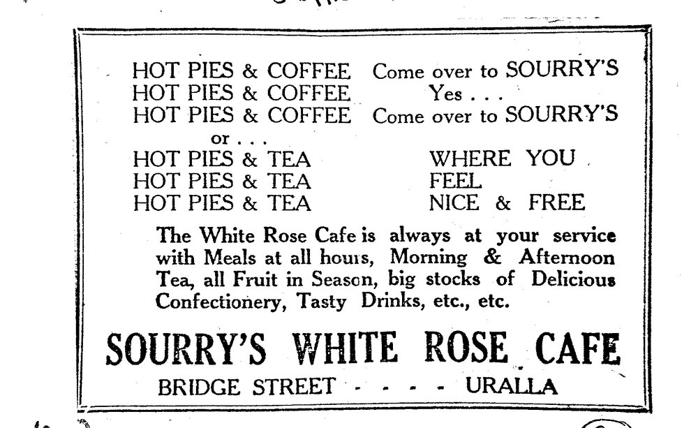 Advertisement in Uralla Times, 21 August 1941