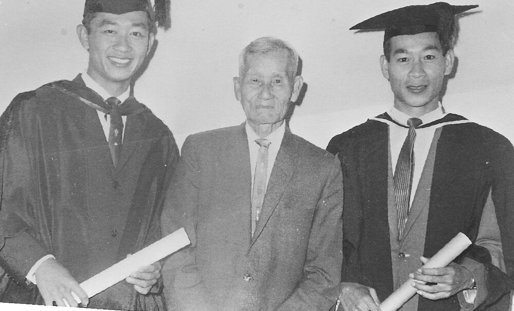 Gerry and Cyril Chan, graduation, c.1961