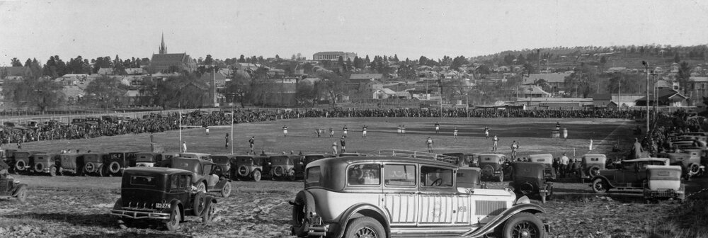 View of Rugby League Park during football game