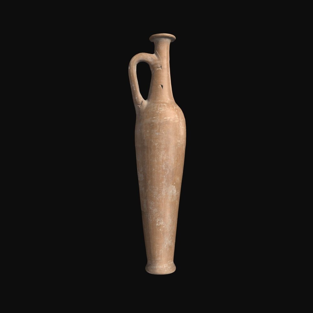 MA1974.9.1 Red Lustrous Wheel-made Ware spindle bottle