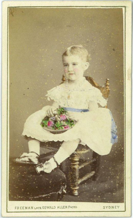 A hand-tinted carte-de-visite of a unidentified young girl