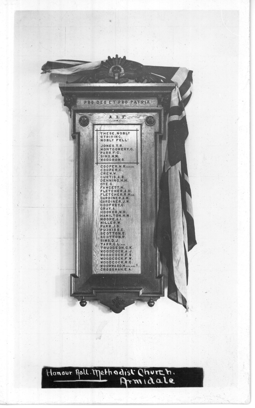 AIF Honour Roll, Methodist Church, Armidale