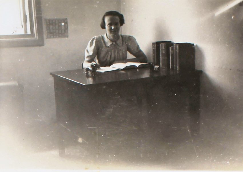 Dot in her room at NEUC, 1940