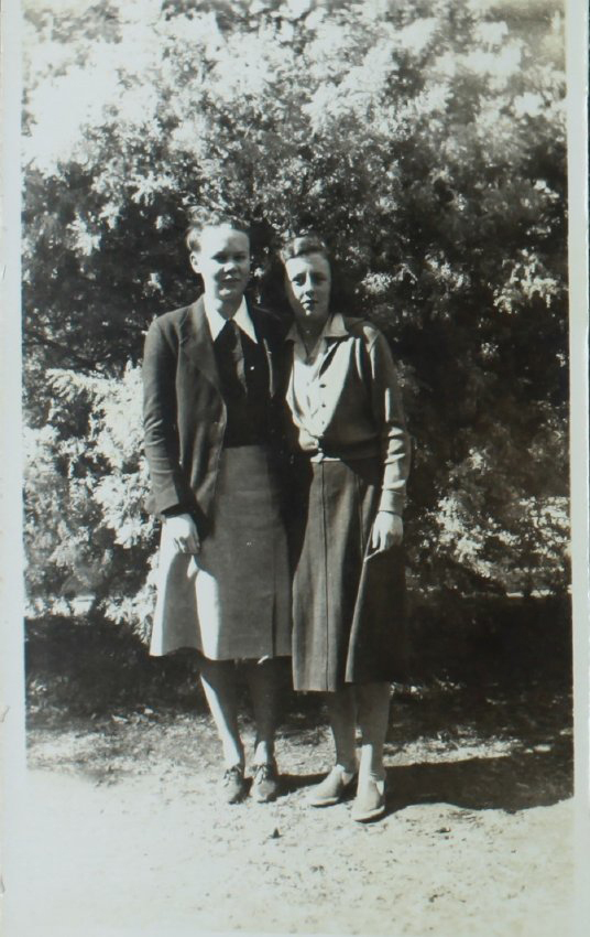 Students in garden at Booloominbah, D.J. Anderson, M. Hindmarsh
