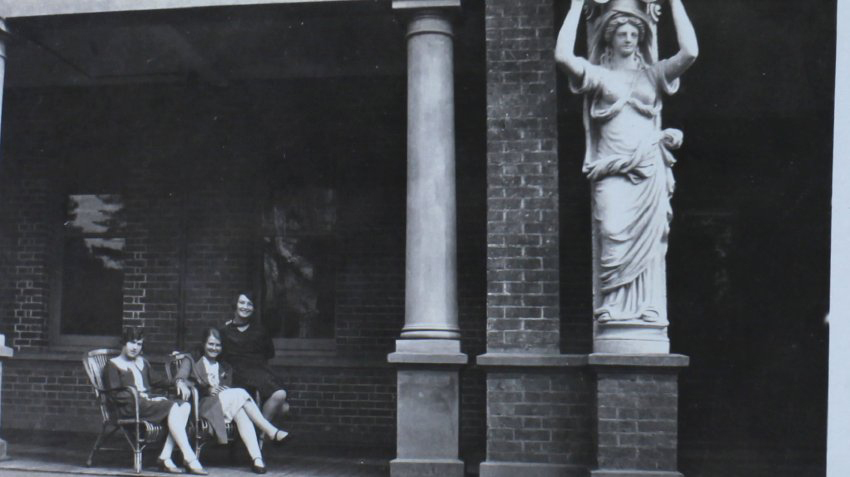 Three women sitting on the verandah at East "Girrawheen", 1929