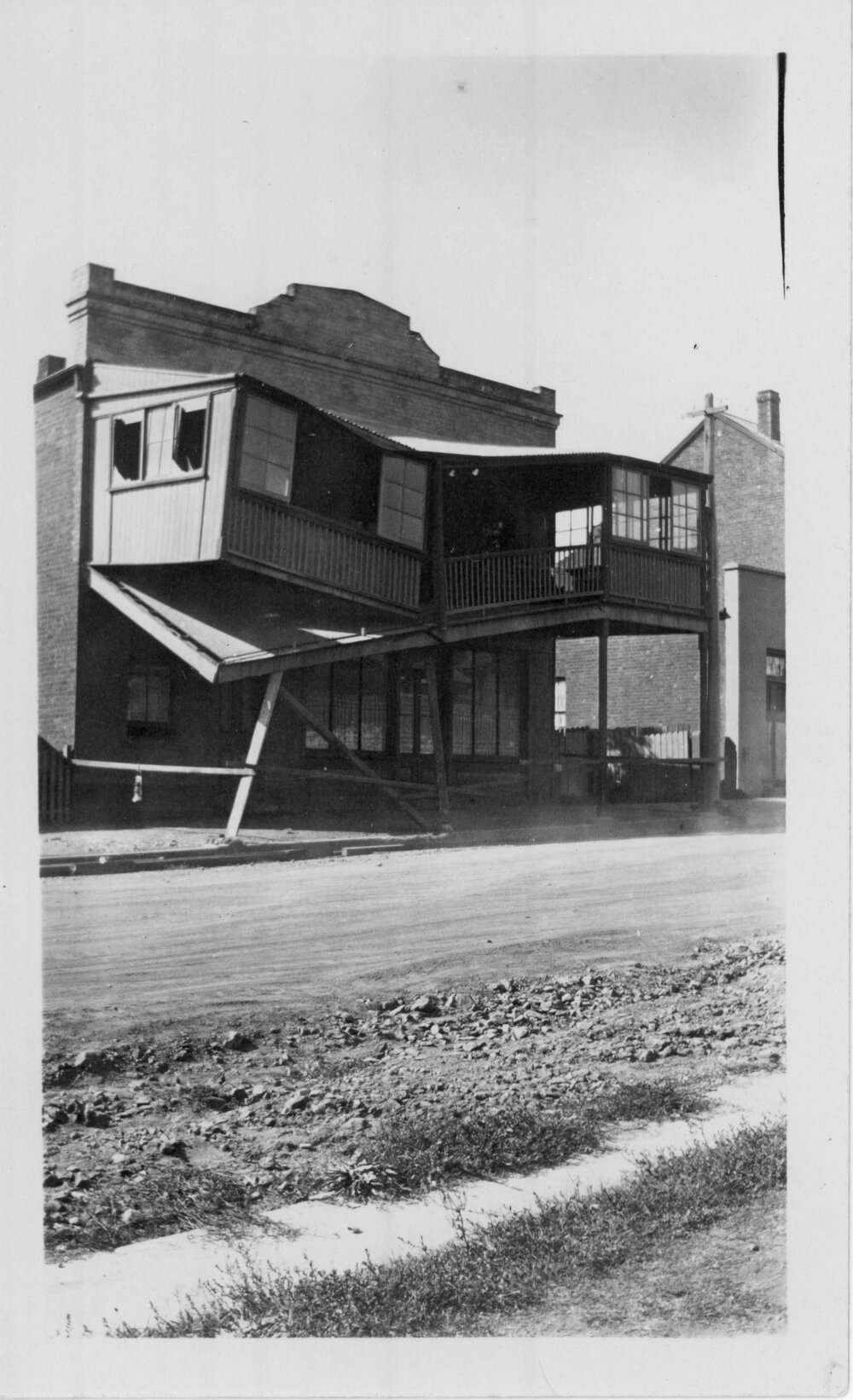 Faulkner Street Hirschberg's building after vehicle had knocked out corner post