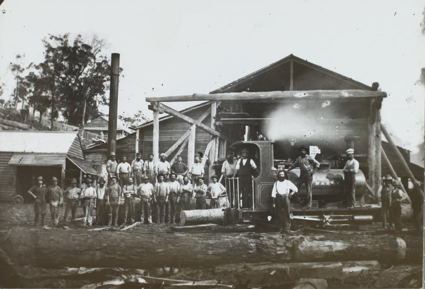 Railwaymen and locomotive