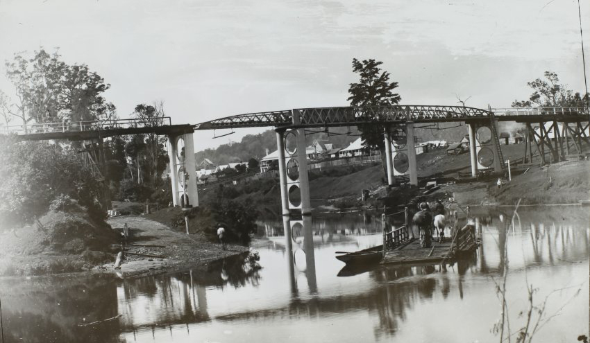 Punt crossing Richmond River near Fawcett&rsquo;s Bridge Lismore mid river