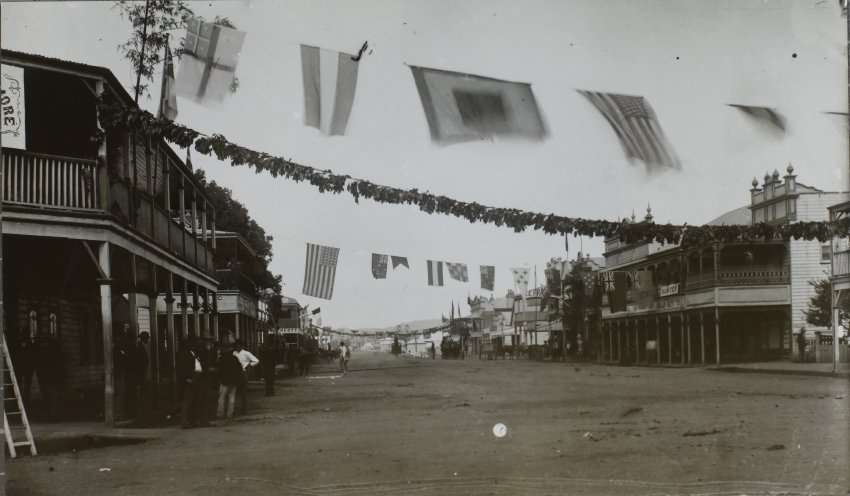 Molesworth Street, March 1891, Railway celebration, Lismore