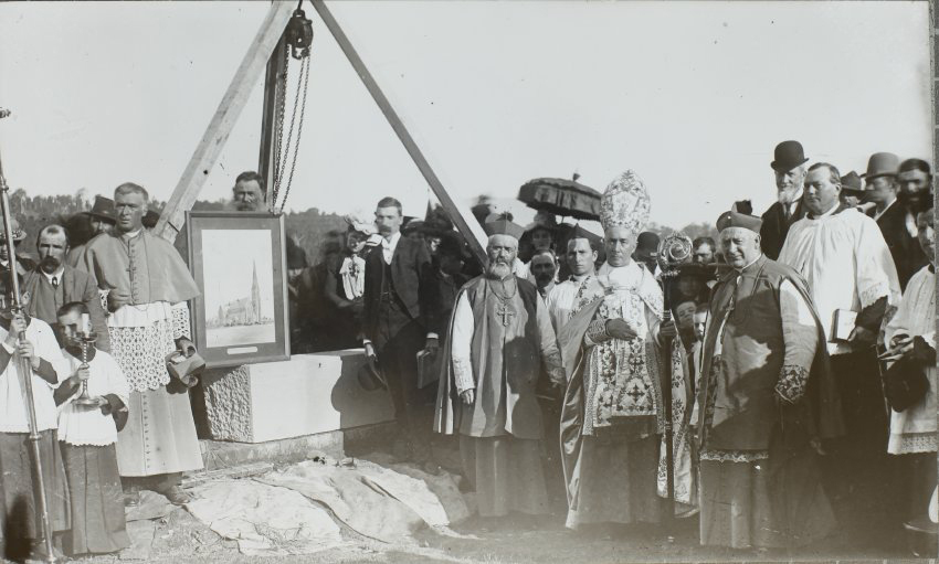 Cardinal Moran laying foundation stone of Catholic Cathedral, Lismore
