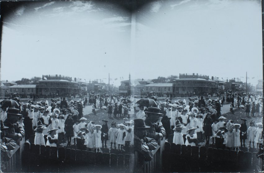 Crowd in main street, Lismore