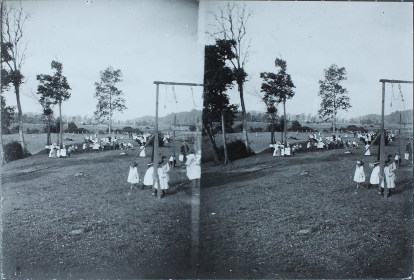 Rural scene, children and swings