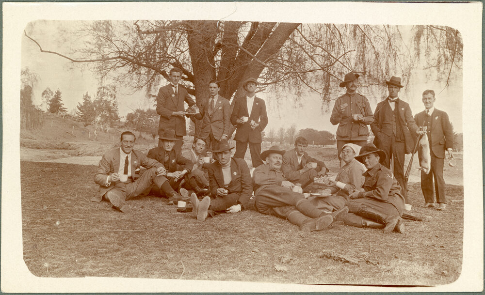 Group of thirteen men and one nurse