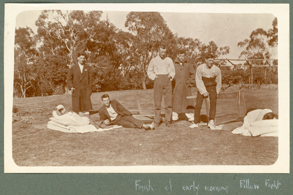 'Finish of early morning pillow fight'