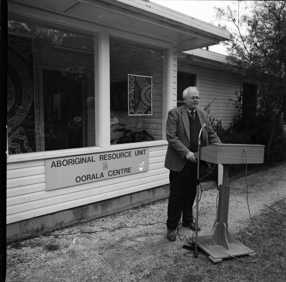 Professor C. Hawkins at the opening of the Oorala Centre
