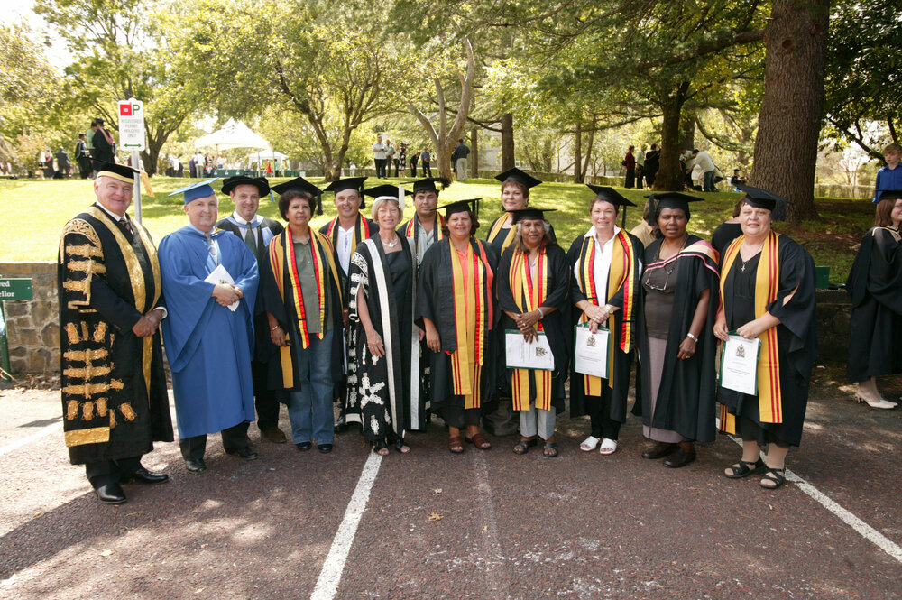 Academics and graduates at the TRACKS Graduation Ceremony, UNE, 2005