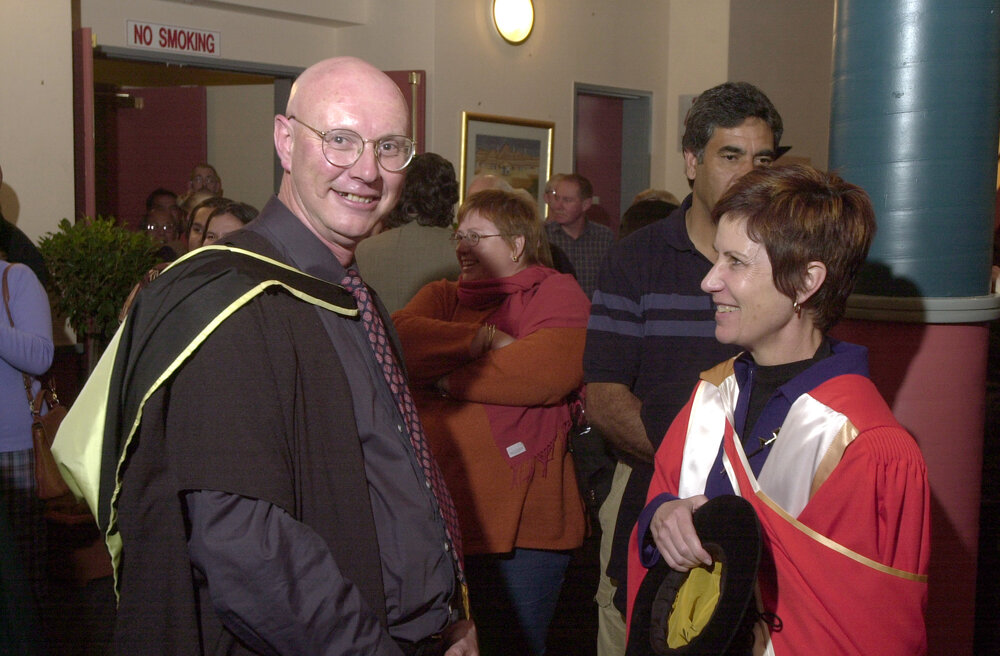 Professor Jeff Archer with Professor Denise Kirkpatrick at the Frank Archibald Lecture, October 2001