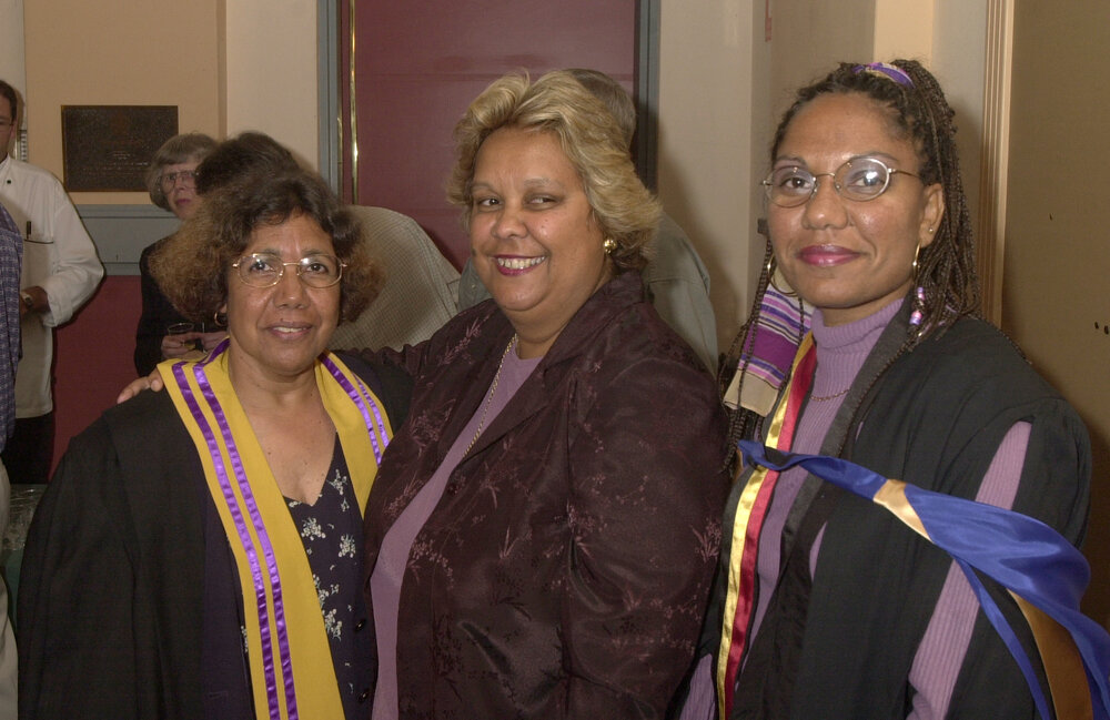 Di Golden with guest speaker Jackie Huggins and Lorina Barker at the 2001 Frank Archibald Lecture