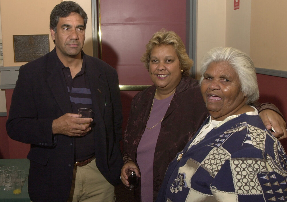 Tom Briggs, Jackie Huggins, Maisie Kelly at the 2001 Frank Archibald Lecture, 2001