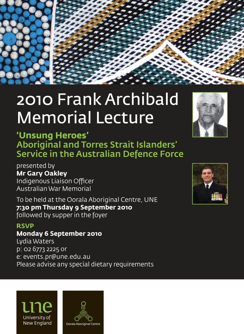Unsung Heroes &ndash; 2010 Frank Archibald Memorial Lecture