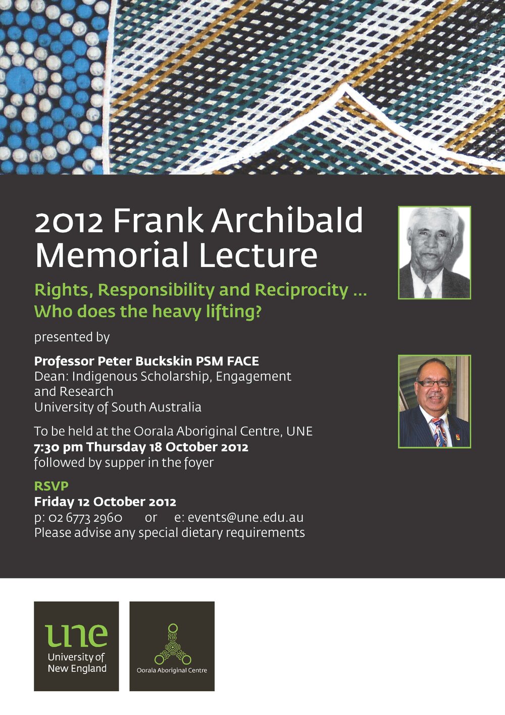 Rights, Responsibility and Reciprocity ... 2012 Frank Archibald Memorial Lecture